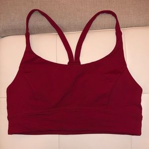 lululemon red train times sports bra